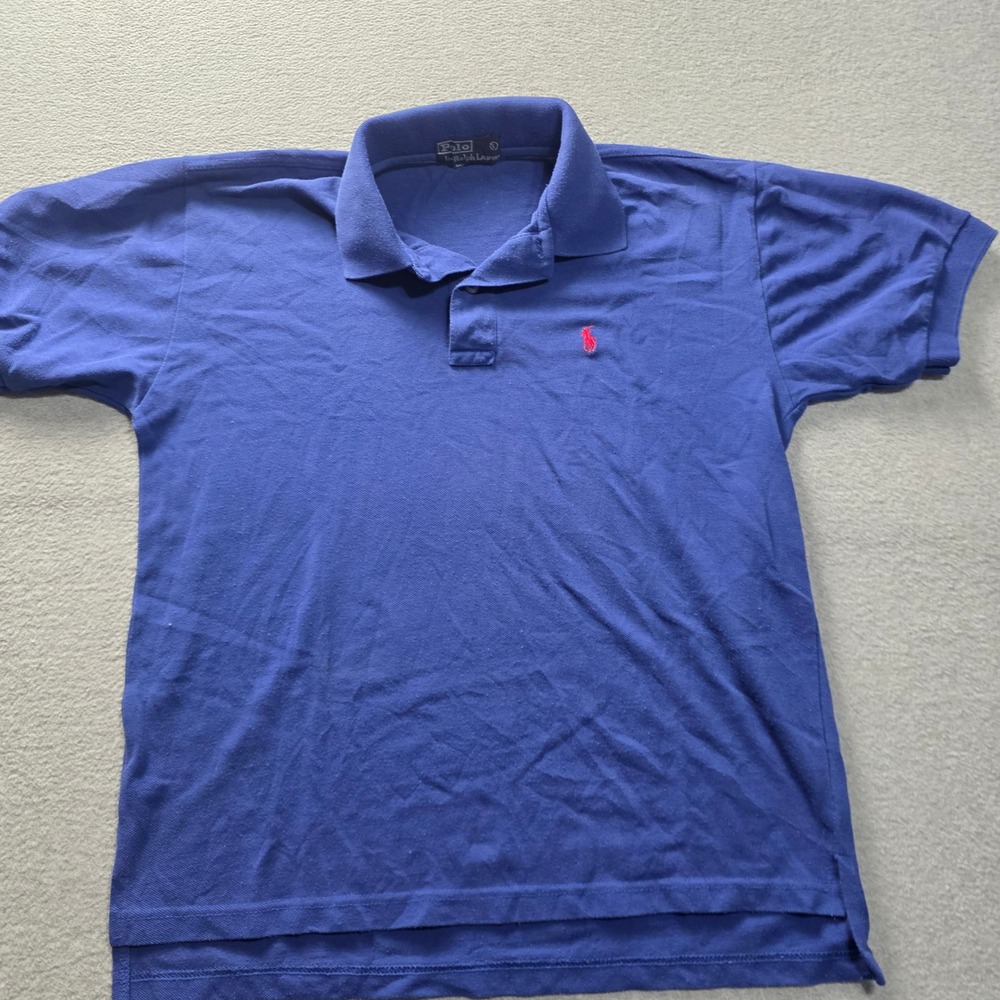 Polo Ralph Lauren Polo Shirt Pink Pony Mens L Blue 100% Cotton Short Sleeve